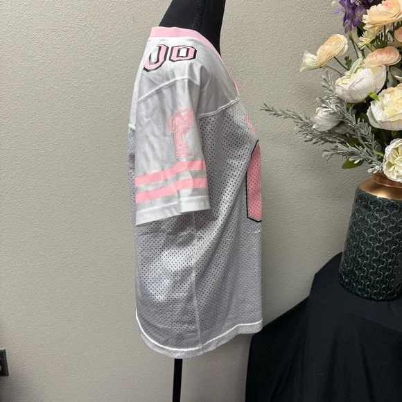 Pink Red Raiders Mesh Football Jersey XL • V-Neck Game Day Collegiate Top - Picture 4 of 8